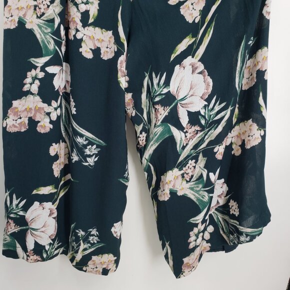 City Chic Floral Wide Leg Jumpsuit 14 Cropped Off Shoulder Fresh Field Green - Picture 10 of 11